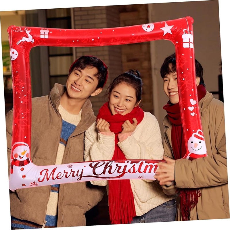 Christmas Inflatable Photo Frame Prop Red For Holiday Selfie Booth Party Decoration - Image 3